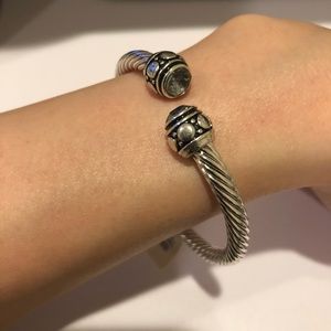 Silver night cuff bracelet (glass on it)